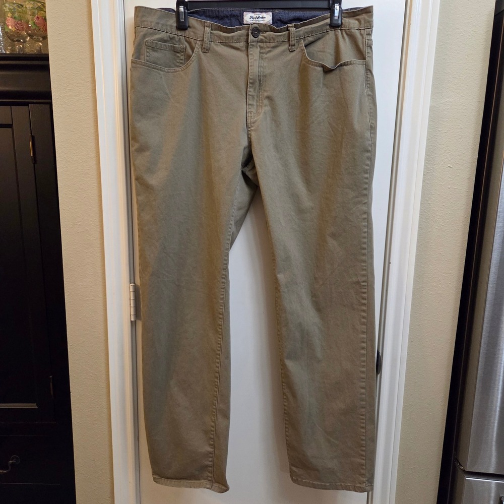 Flag & Anthem Mens 40x34 Straight Leg Chino Pants Olive Khaki Green 5-Pocket